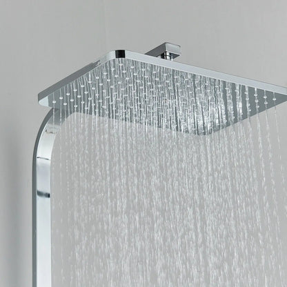 Chrome Brass Shower Faucet Set Rainfall Bathtub Tap With Bathroom Shelf 4 Function Height Adjust Shower Mixer Crane Fast Delivey